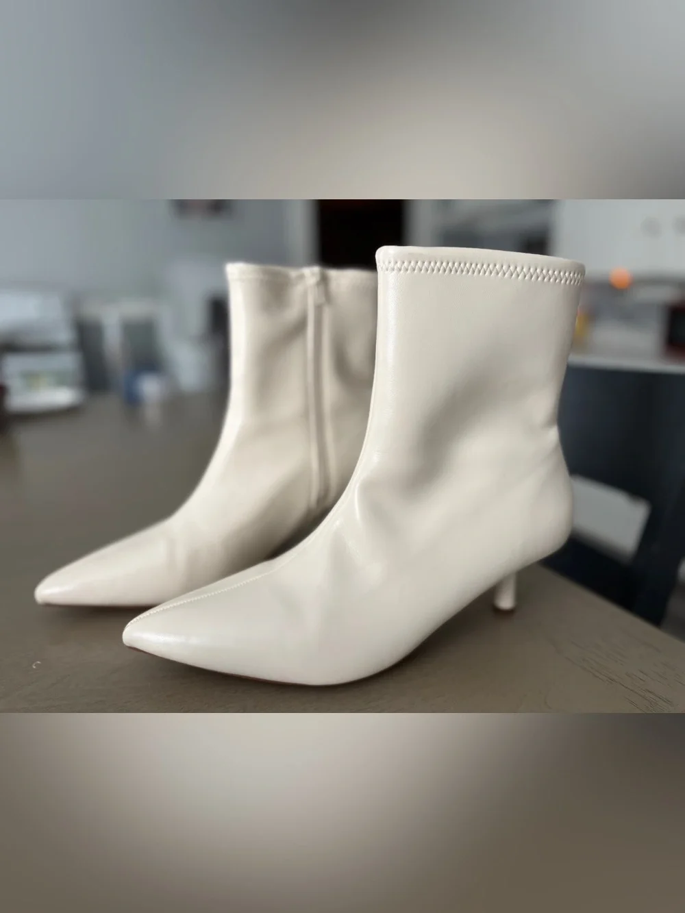 A New Day Off White Heeled Ankle Boots